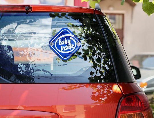 Koupakoupa Baby on Board Sign with Suction Cup Inside Blue