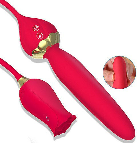 CyprusLoveShop Silicone Clit Suction Rose Thrusting Wand Vibrator Κλειτοριδικός Δονητής Ροζ
