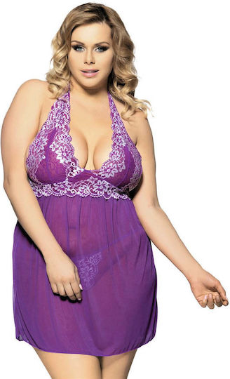 Plus Size Sexy Babydoll Μωβ