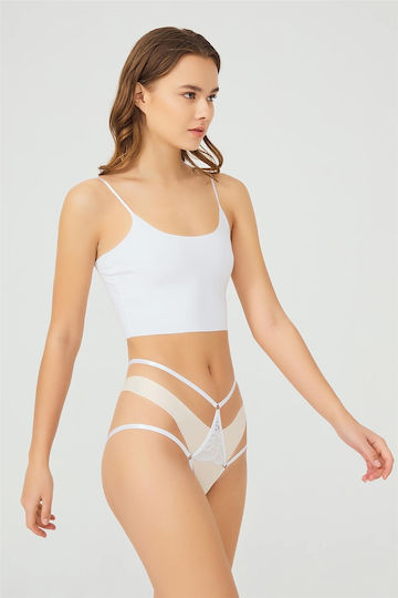 CottonHill Γυναικείο Sexy String Αυτοκινήτου Λευκό