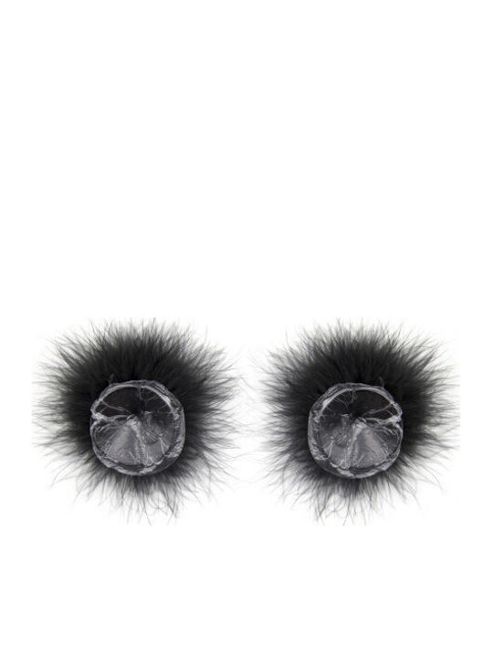 Naughty Toys Feather Round Nipple Covers Μαύρα