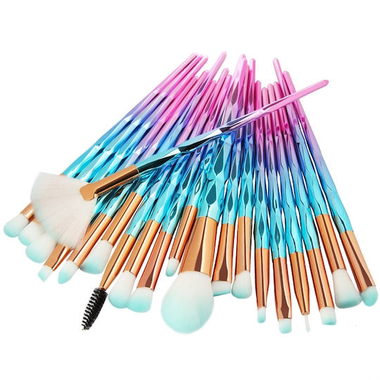 Professional Set with Makeup Brushes made of Synthetic Hair Diamond Handle Makeup 20pcs