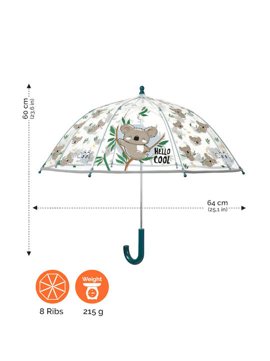 Perletti Kids Curved Handle Umbrella Cool Kids Transparent