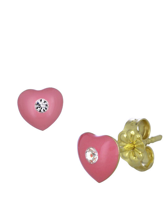 Gold Studs Kids Earrings with Stones 9K