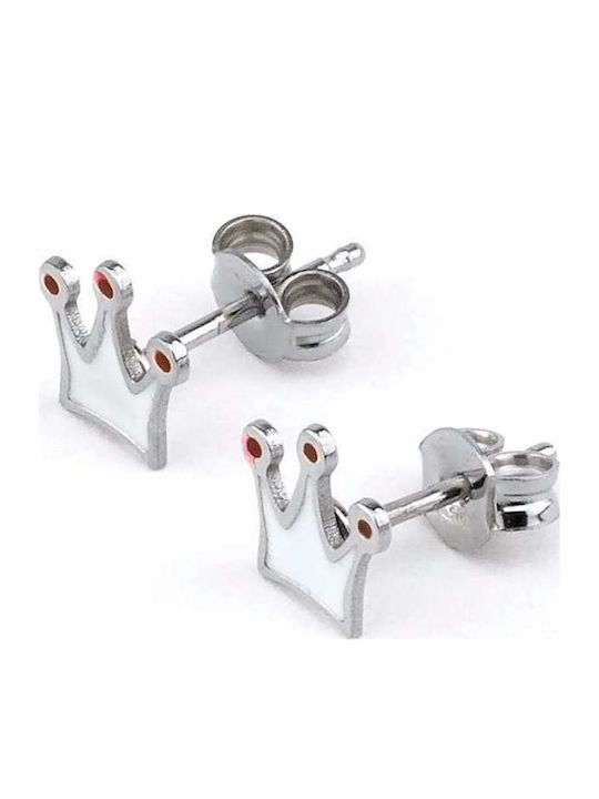 Goldsmith Goldsmith Gold Plated Kids Earrings Studs Crowns from Silver White