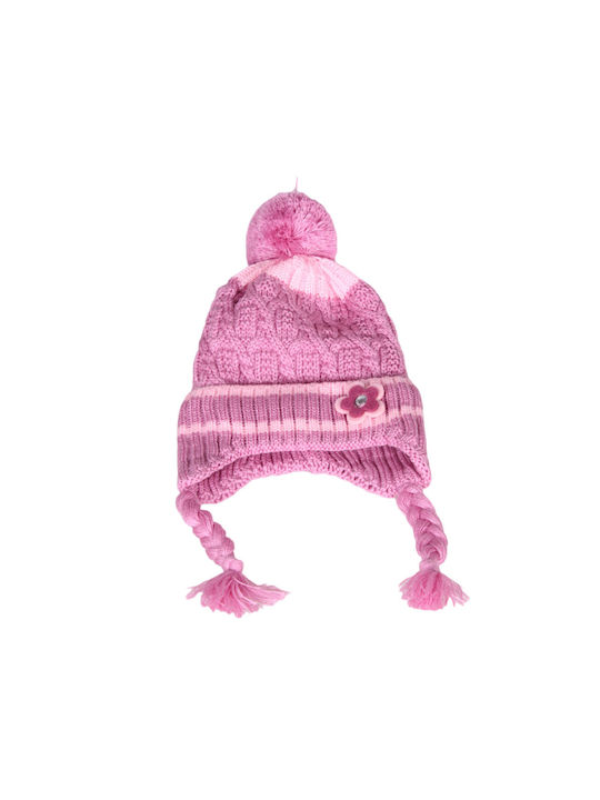 Kids Beanie Set with Scarf & Gloves Knitted Pink