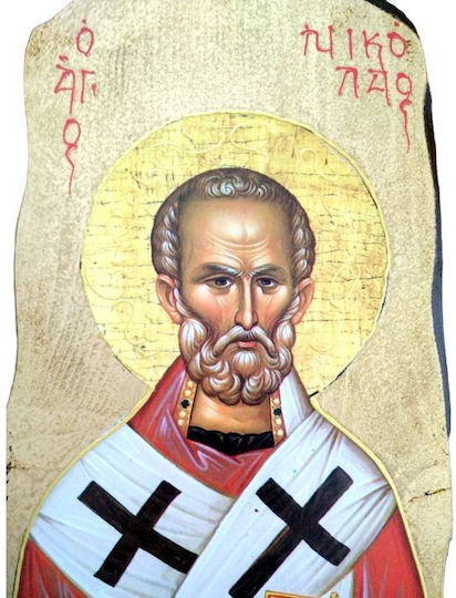 IconsGR Image St. Nicholas Wooden 16x35cm