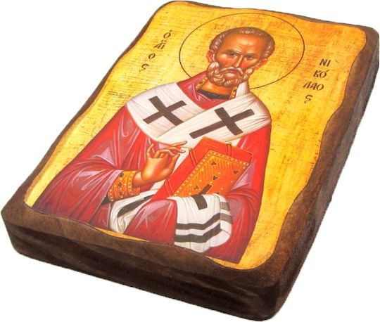 IconsGR Heiligenikone St. Nikolaus Hölzernes 11x15cm 1-3APNIK