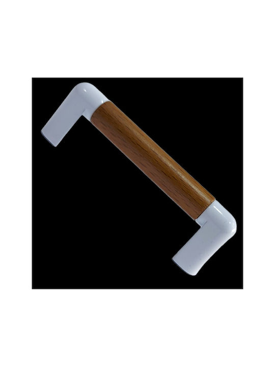 Handle Furniture made of Wooden & Metallic & Zamak in White Color 74mm (Center Distance 64mm) 0470-LEF1 1pcs