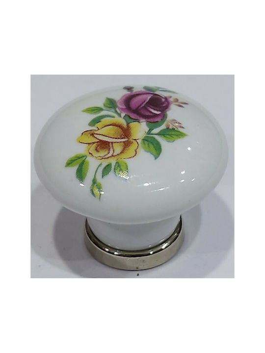 Premier Buton Mobilier din Zamak & Metal & Porțelan în Culoare Multicolor 10934-ARG1 1buc