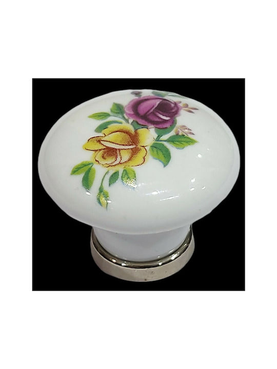 Premier Buton Mobilier din Zamak & Metal & Porțelan în Culoare Multicolor 10934-ARG1 1buc
