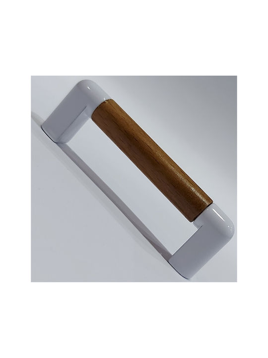 Handle Furniture made of Wooden & Metallic & Zamak in White Color 74mm (Center Distance 64mm) 0470-LEF1 1pcs
