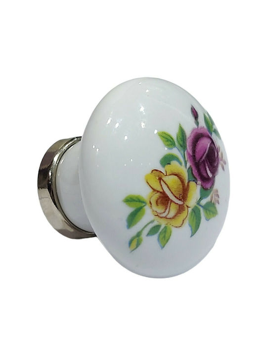 Premier Buton Mobilier din Zamak & Metal & Porțelan în Culoare Multicolor 10934-ARG1 1buc