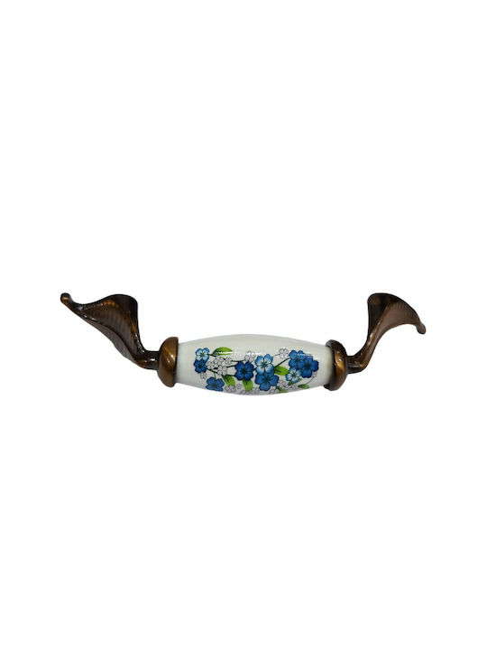 Antique Handle Furniture made of Porcelain & Metallic & Zamak in Copper Color 113mm (Center Distance 96mm) 7800-AS-017 1pcs