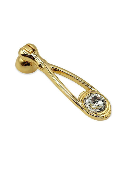 Knob Furniture made of Metallic & Zamak & Crystal in Gold Color 10683-SWI1 1pcs