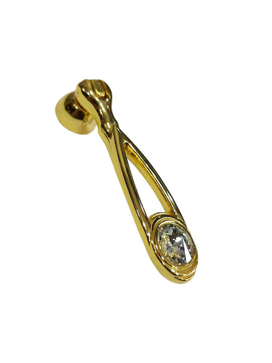 Knob Furniture made of Metallic & Zamak & Crystal in Gold Color 10683-SWI1 1pcs