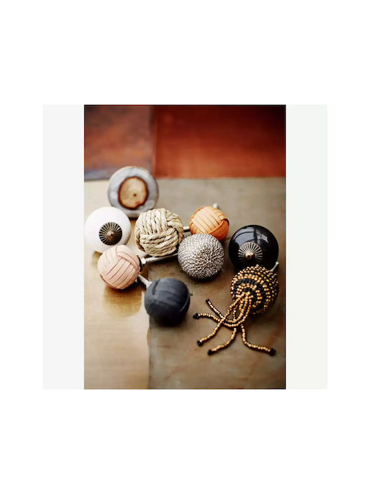 Madam Stoltz Antique Knob Furniture made of Ceramic & Metallic in Black Color D40mm TA5049 1pcs
