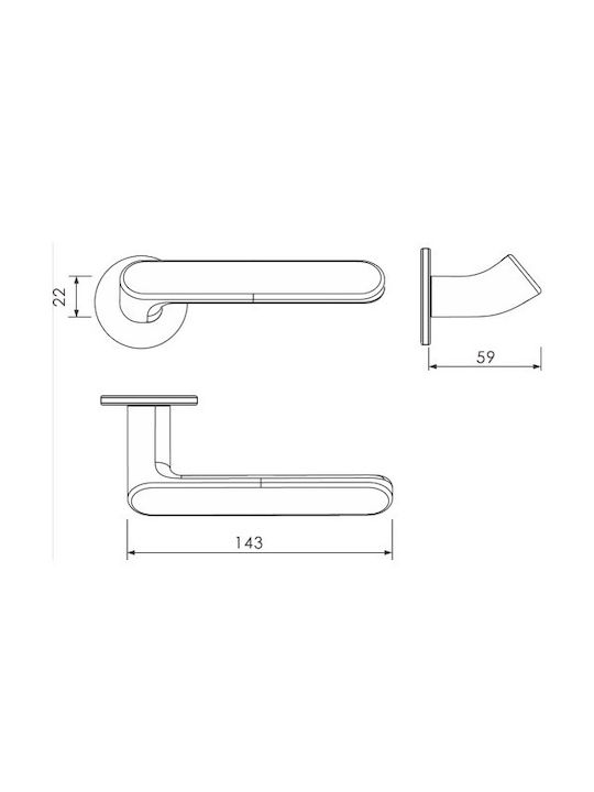 Yalis Design Πόμολο Εξώπορτας με Ροζέτα Αριστερό Γκρι