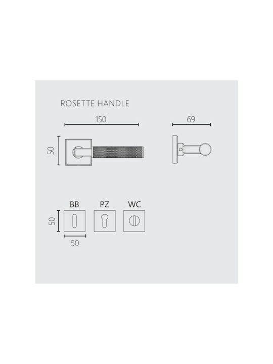 Zogometal Buton Ușa din față cu Rosette Stânga 2282 cu Rozetă Bronz