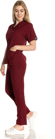 Women's Burgundy Pants & Blouse Set