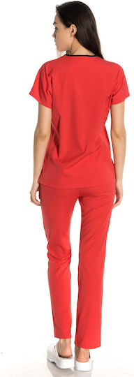 Women's Red Pants & Blouse Set