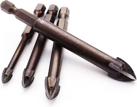 SKS Tools Σετ 7 Τετράκοπα Τρυπάνια Καρβιδίου με Εξάγωνο Στέλεχος για Γυαλί, Πλακίδια και Δομικά Υλικά