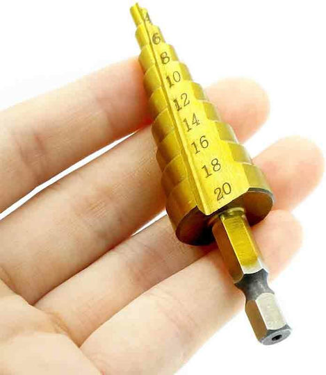 Set of 3 Conical Drills Titanium with Hexagonal Shank for Metal 12-32mm