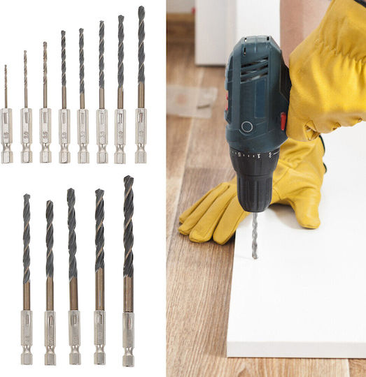 Set of 13 Drills Titanium with Hexagonal Shank for Metal