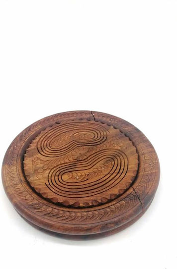 Wooden Dessert Divided Serving Plate with 2 Slots Brown Ø20cmxY20cm 20x20x20cm