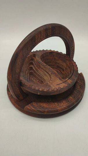 Wooden Dessert Divided Serving Plate with 2 Slots Brown Ø20cmxY20cm 20x20x20cm