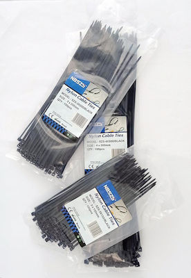 Pack of 100pcs Black Plastic Cable Ties 100x2.5mm SZS-3X100/BLACK