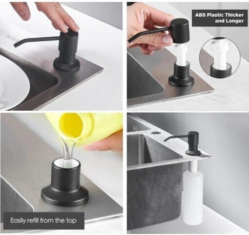 Finetto Dispenser Κουζίνας από Ανοξείδωτο Ατσάλι Μαύρο 500ml