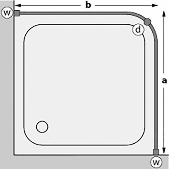 Duschvorhangstange Ecke Wandmontiert aus Aluminium Weiß 180x80εκ.