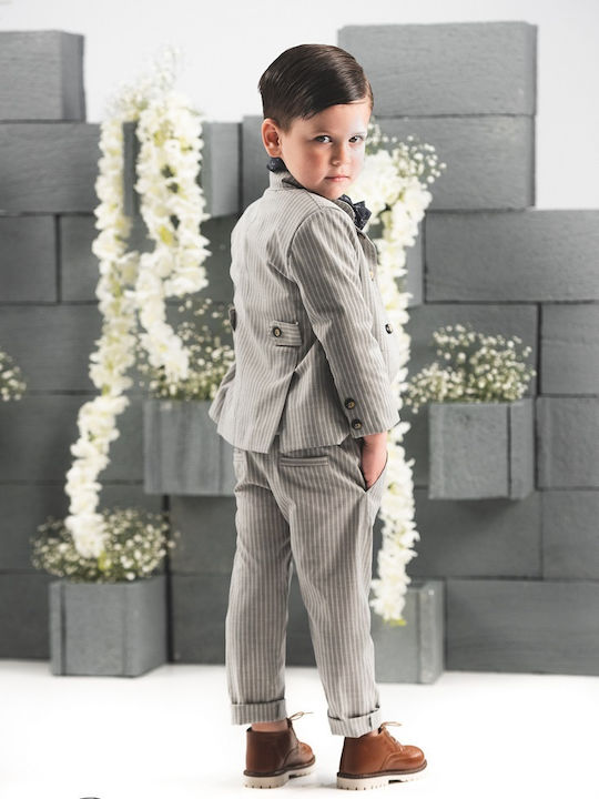 Vinteli Βαπτιστικό Κοστούμι με Σακάκι για Αγόρι Γκρι