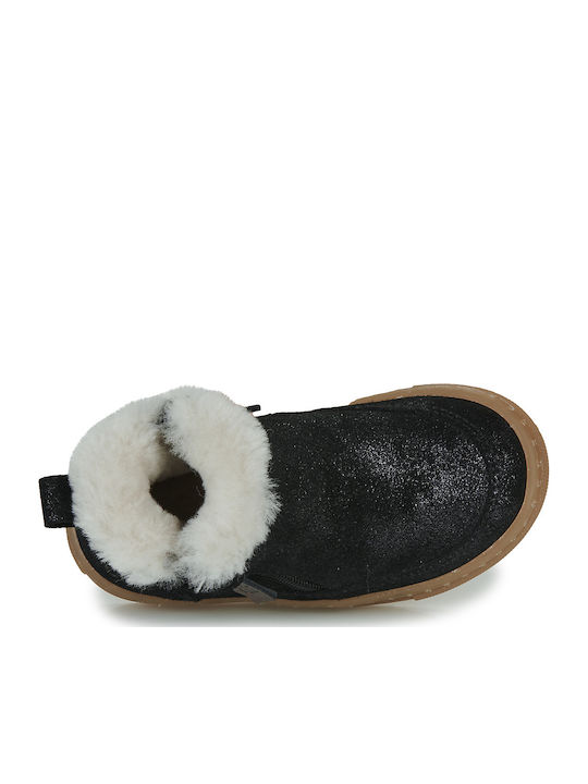 Leather Kids Boots with Zipper Black