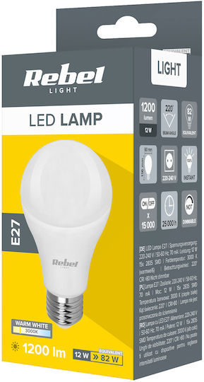 Rebel LED Bulb 12W for Socket E27 and Shape A60 Warm White 1500lm