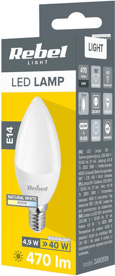 Rebel Λάμπα LED 5W 100mm για Ντουί E14 Φυσικό Λευκό 470lm