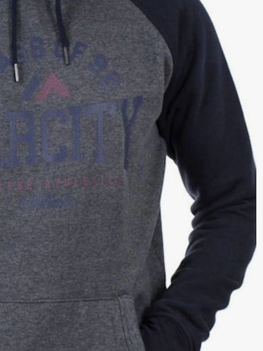 Double Men's Sweatshirt with Hood and Pockets Gray