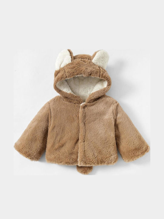 Kinderpelz mit Kapuze Braun