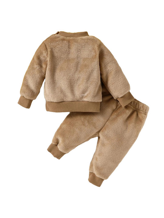 TakTakBaby Kids Sweatpants Set Brown 2pcs