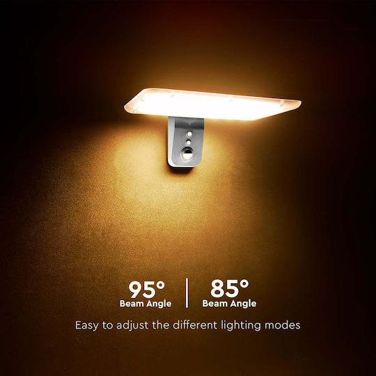 V-TAC Garden Led Wall Mounted Solar Light 15W 2000lm Natural White 4000K with Motion Sensor IP65 29.4cmx23.6cmx7.7cmcm