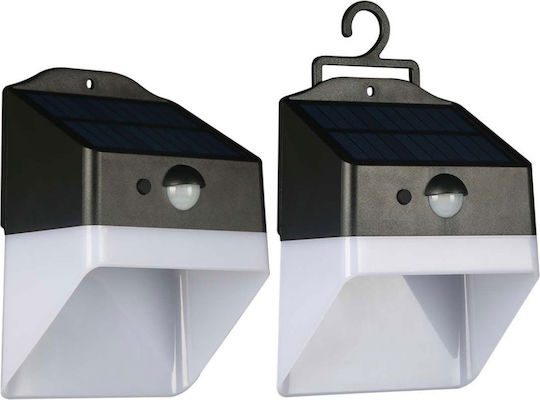 V-TAC Grădină Led Montat pe perete Lampă Solară 2W 200lm Alb Natural 4000K cu Senzor de Mișcare IP65 13.89bucx6.85bucx10.69buccm