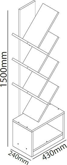 Bookcase Badru White 40x19.5x150cm