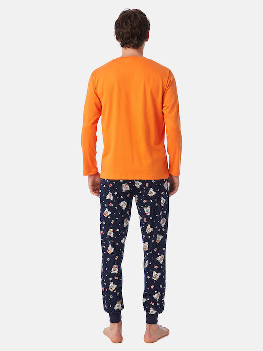 Minerva Men's Winter Pajamas Set Orange