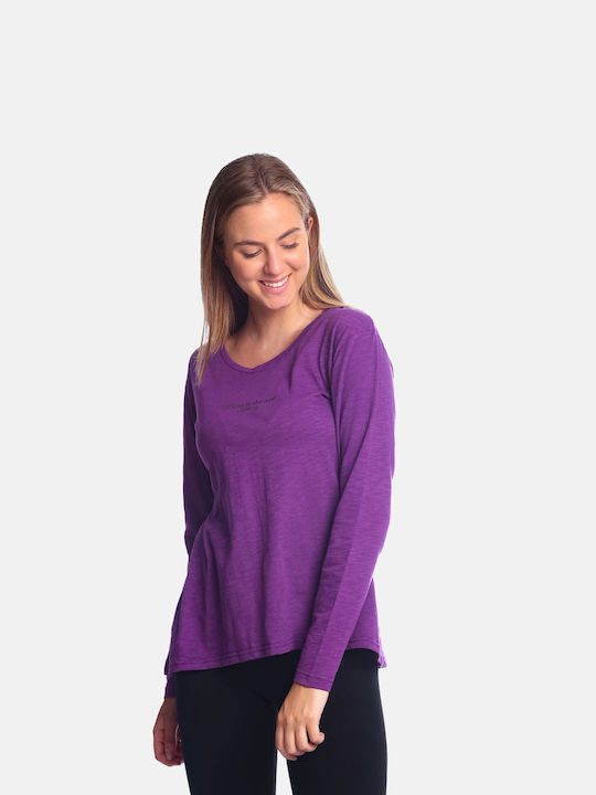 Paco & Co Women's Blouse Cotton Long Sleeve Purple