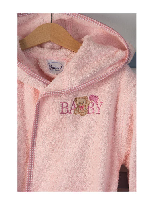 Dimcol Παιδικό Μπουρνούζι Baby Bear Ροζ με Κουκούλα