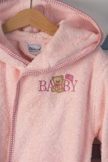 Dimcol Παιδικό Μπουρνούζι Baby Bear Ροζ με Κουκούλα