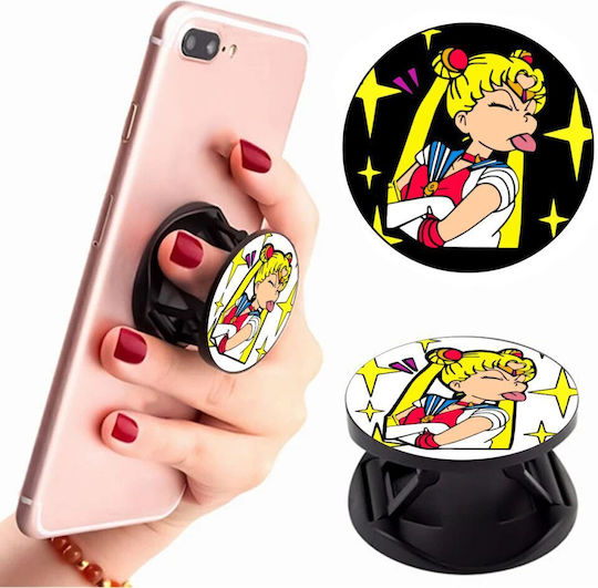 Koupakoupa Pop Socket for Mobile Phone Sailor Moon Phone Holders Stand Stand Mobile Support Base In Hand Black