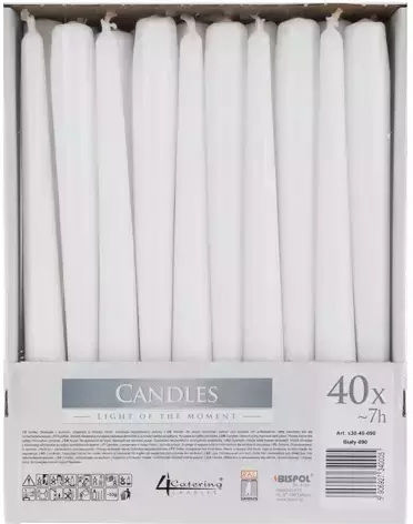 Iso Trade Lumânare Decorativă Conic Albă 24.5cm 40 Bucăți