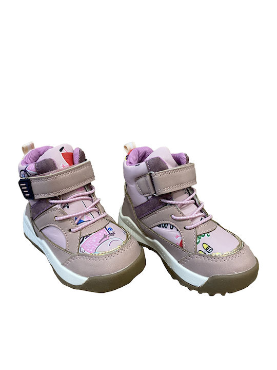 Anatomisch Lederne Kinderstiefeletten mit Schnürsenkeln Rosa